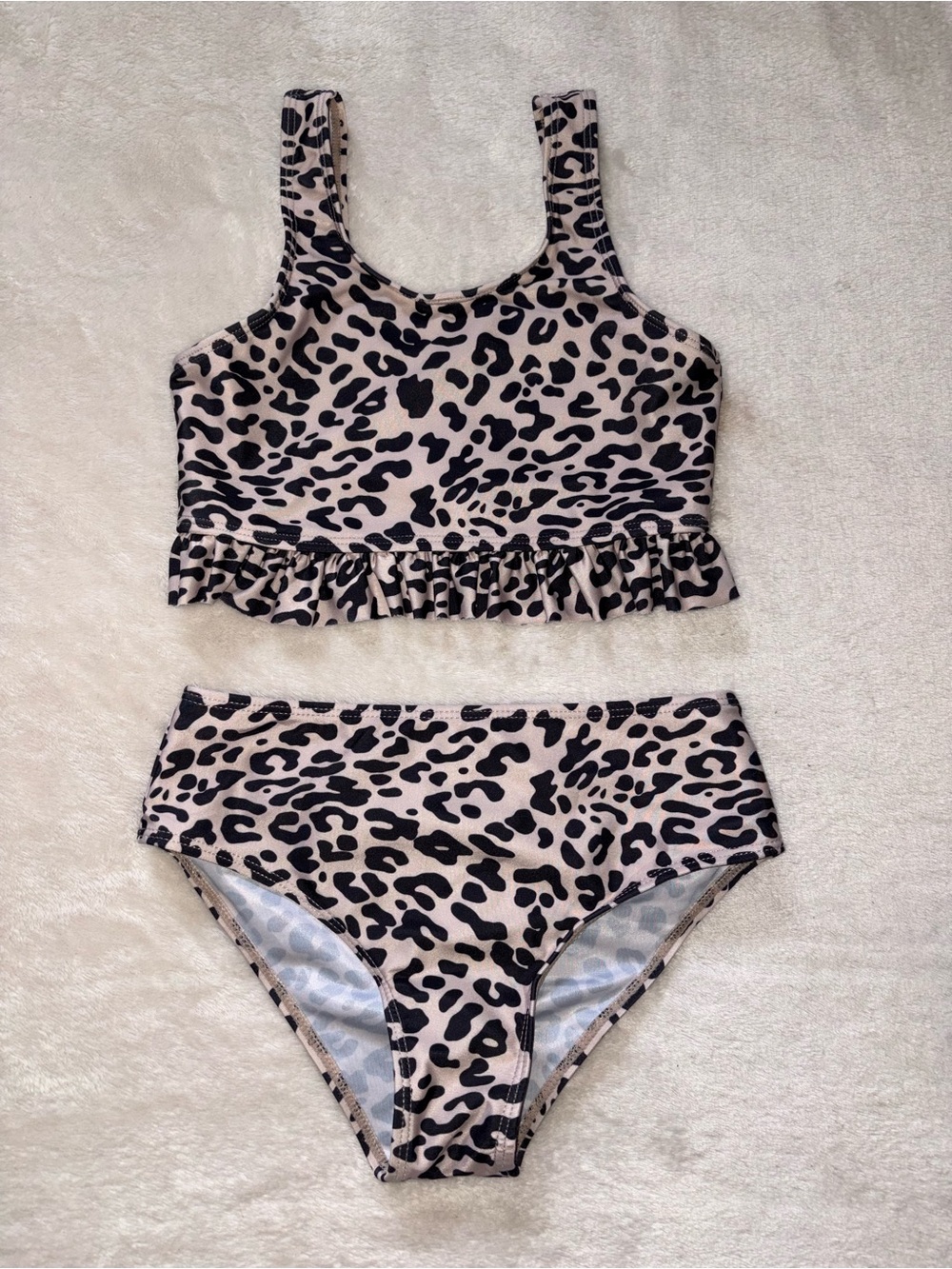 Girls' Leopard Print Pink Two-Piece Swim Set Youth size 9/10